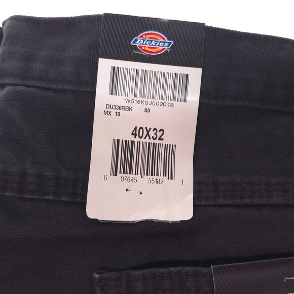 Dickies Carpenter Relaxed Fit Sanded Duck Mens 40x32 Rinsed Black Canvas Jeans N - Picture 3 of 12
